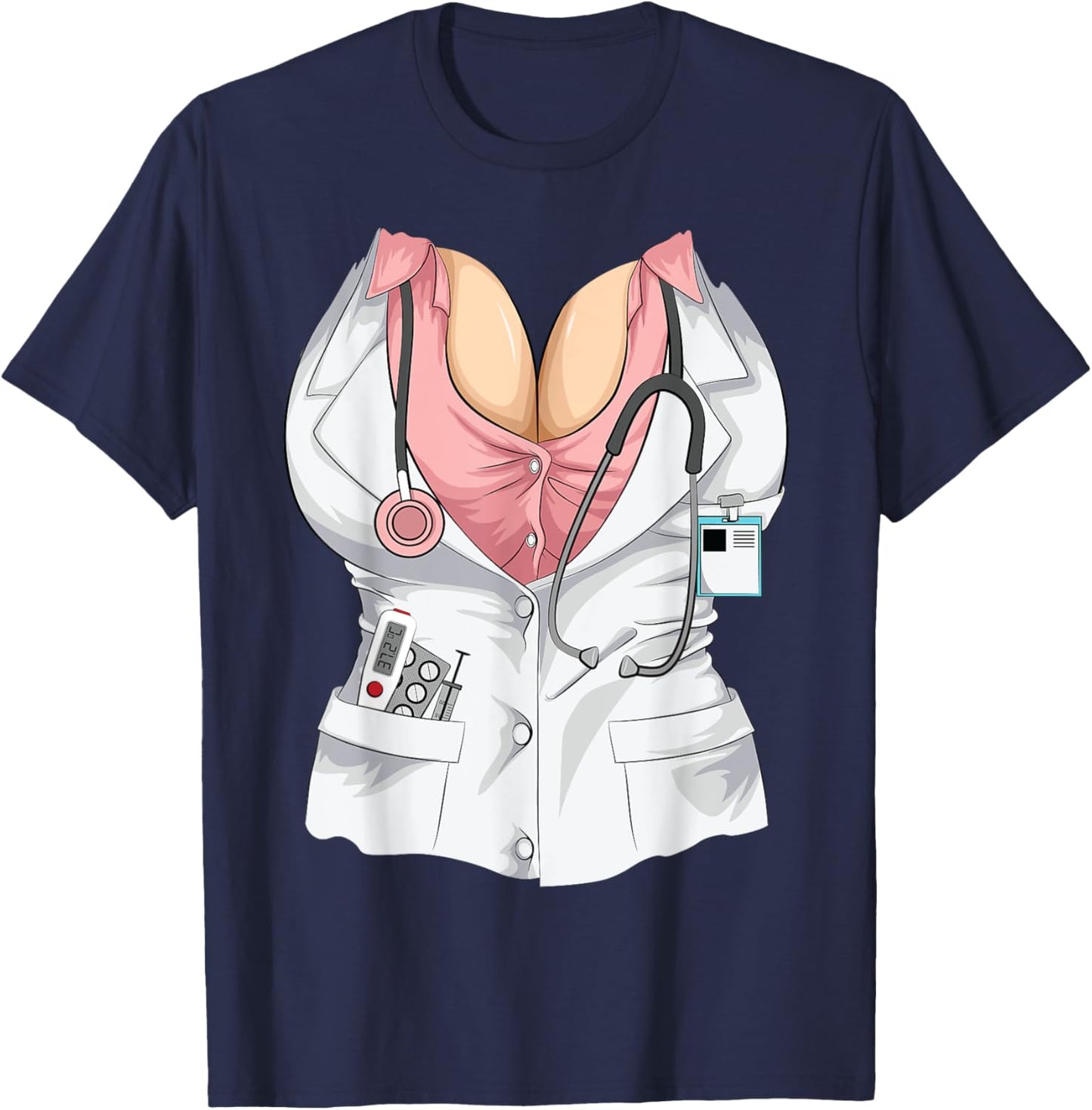 Cool Sexy Doctor Halloween Costume | Funny Lazy DIY Gift T-Shirt - T-Shirt | Navy