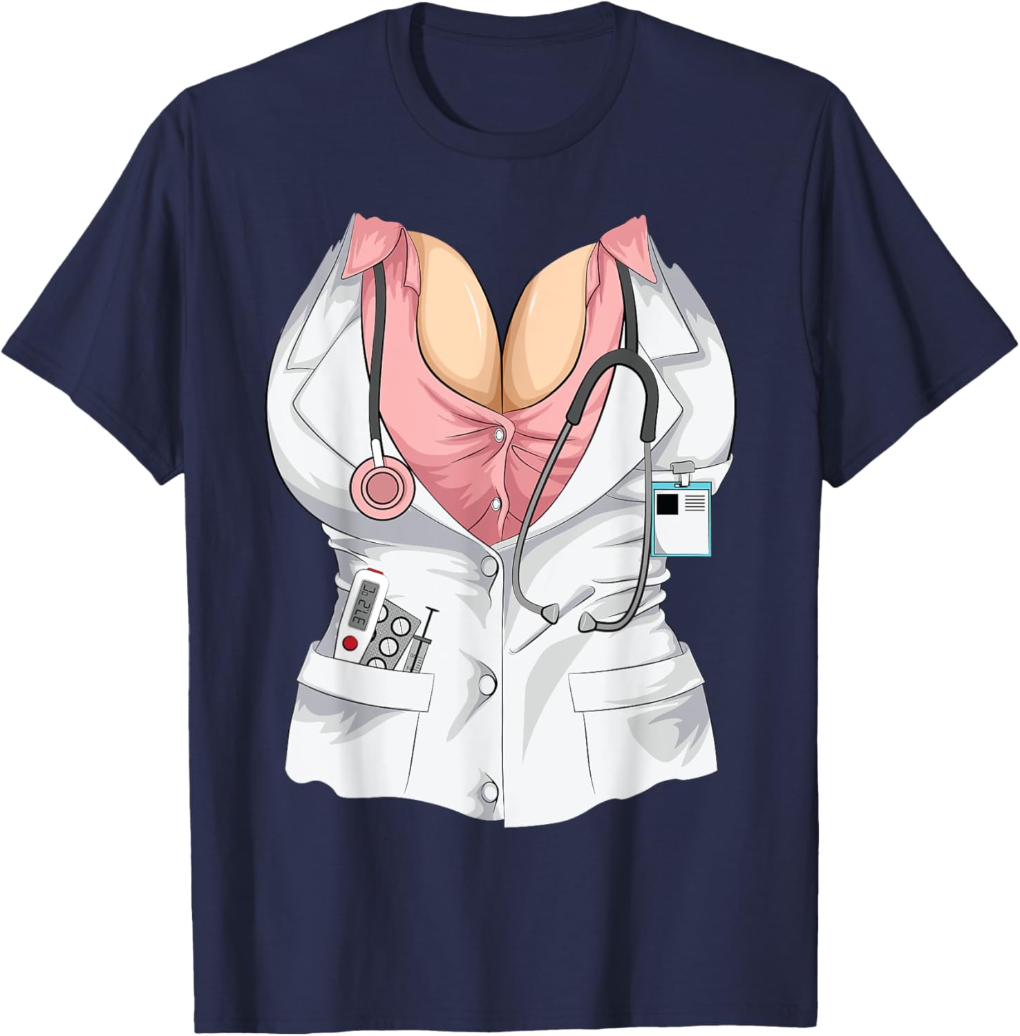 Cool Sexy Doctor Halloween Costume | Funny Lazy DIY Gift T-Shirt - T-Shirt | Navy