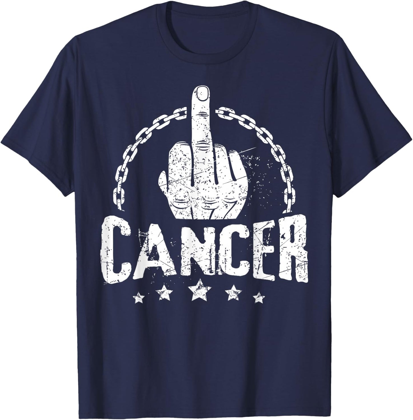 Middle Finger to Cancer Cancer Awareness T-Shirt - T-Shirt | Navy
