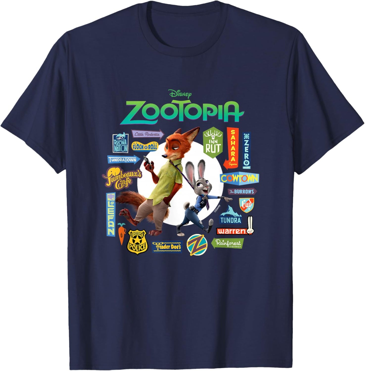 Zootopia - Nick and Judy Signs T-Shirt - T-Shirt | Navy
