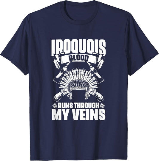 Iroquois Blood - Native Pride American Indian Tribe T-Shirt - T-Shirt | Navy