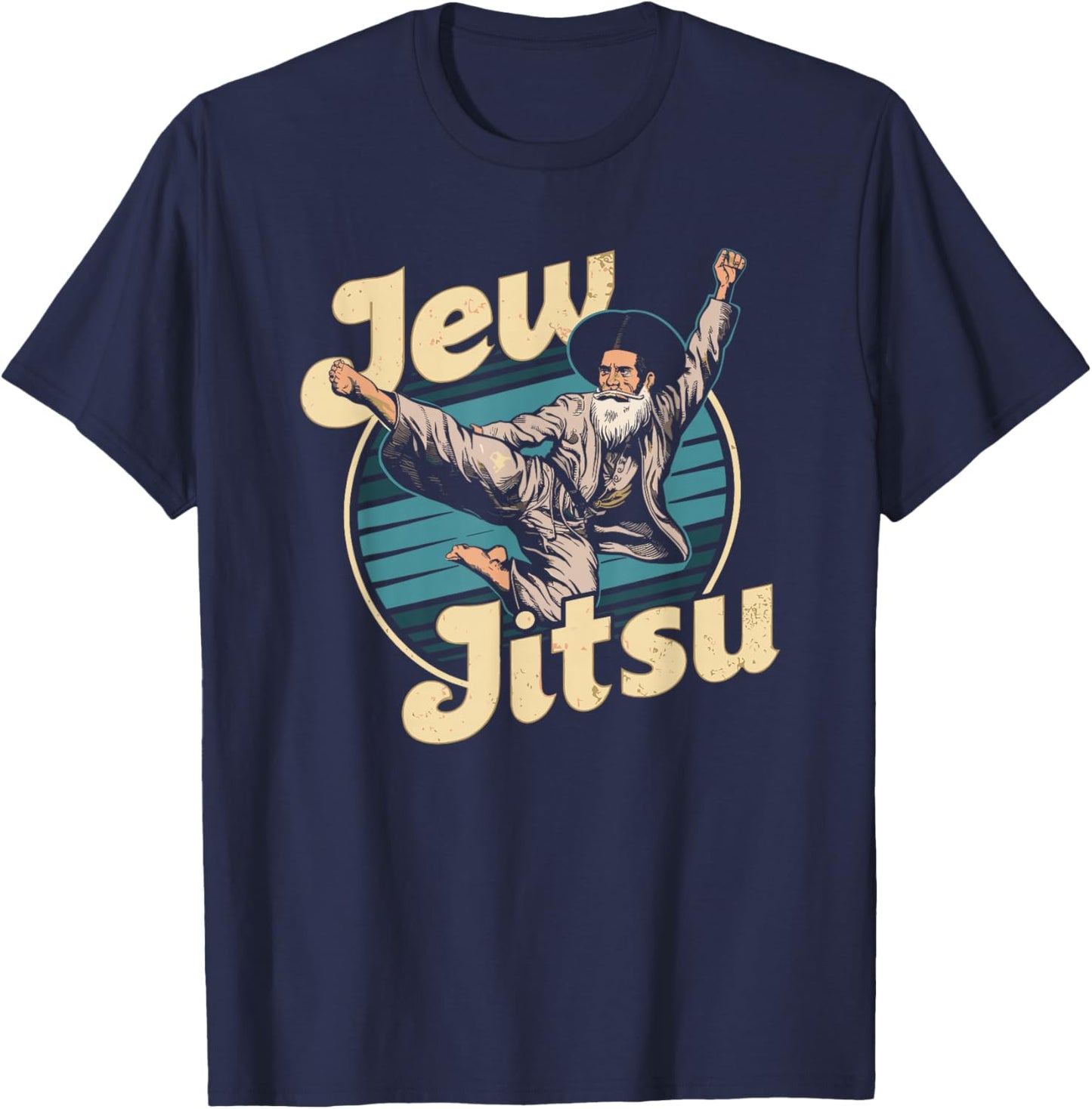 Jewish Karate Jitsu Hanukkah Jiu Jitsu Martial Arts Dance T-Shirt - T-Shirt | Navy