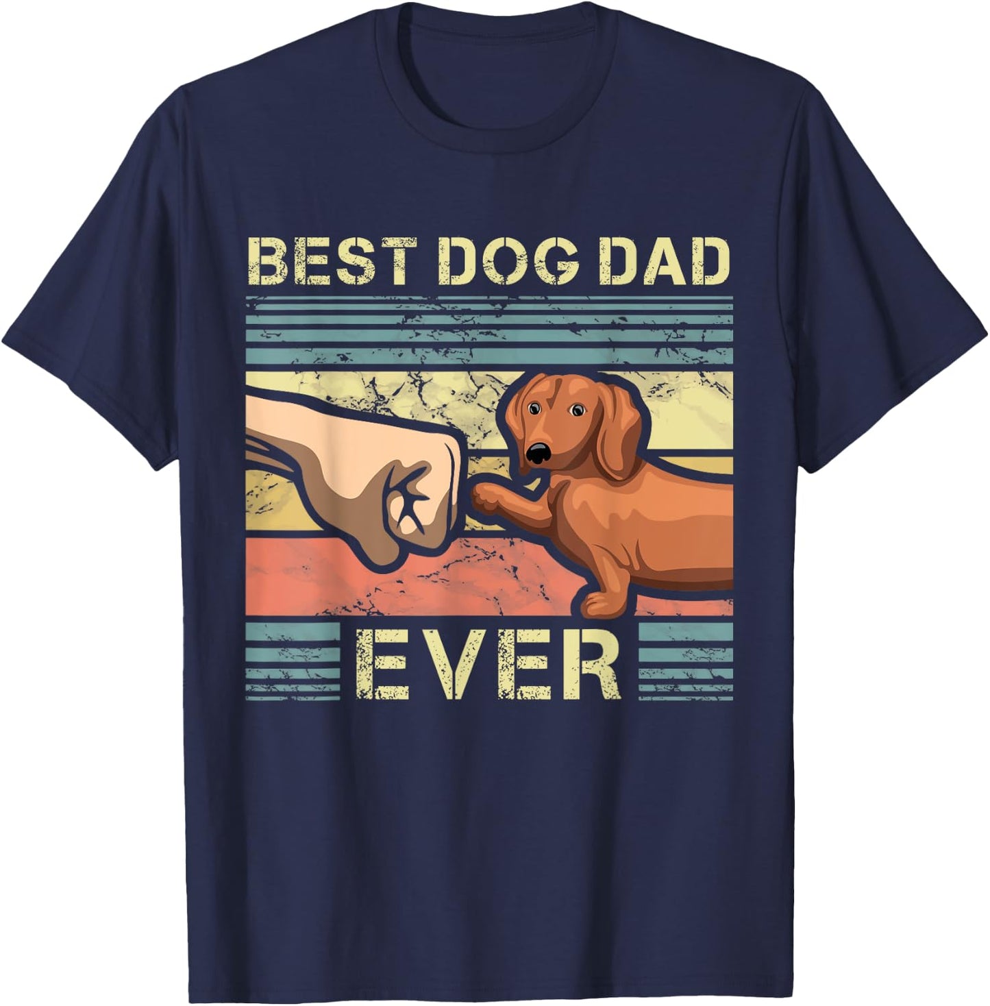 Best Dachshund Dad Ever Funny Wiener Dog Animal Lover Father T-Shirt - T-Shirt | Navy