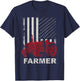 American Flag Farm Tractors Vintage Patriotic Farming Farmer Women Kids Men T-Shirt - T-Shirt | Navy