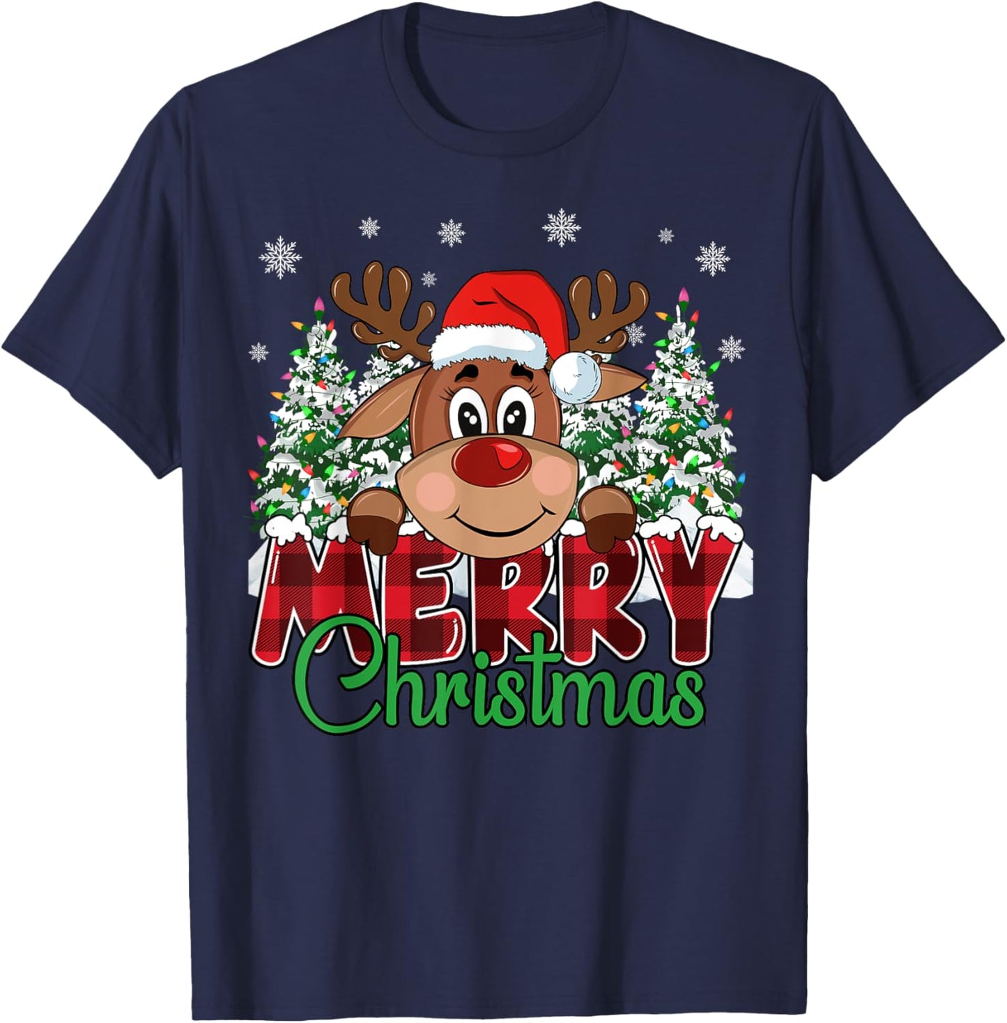 Funny Reindeer Xmas Family Merry Christmas T-Shirt - T-Shirt | Navy