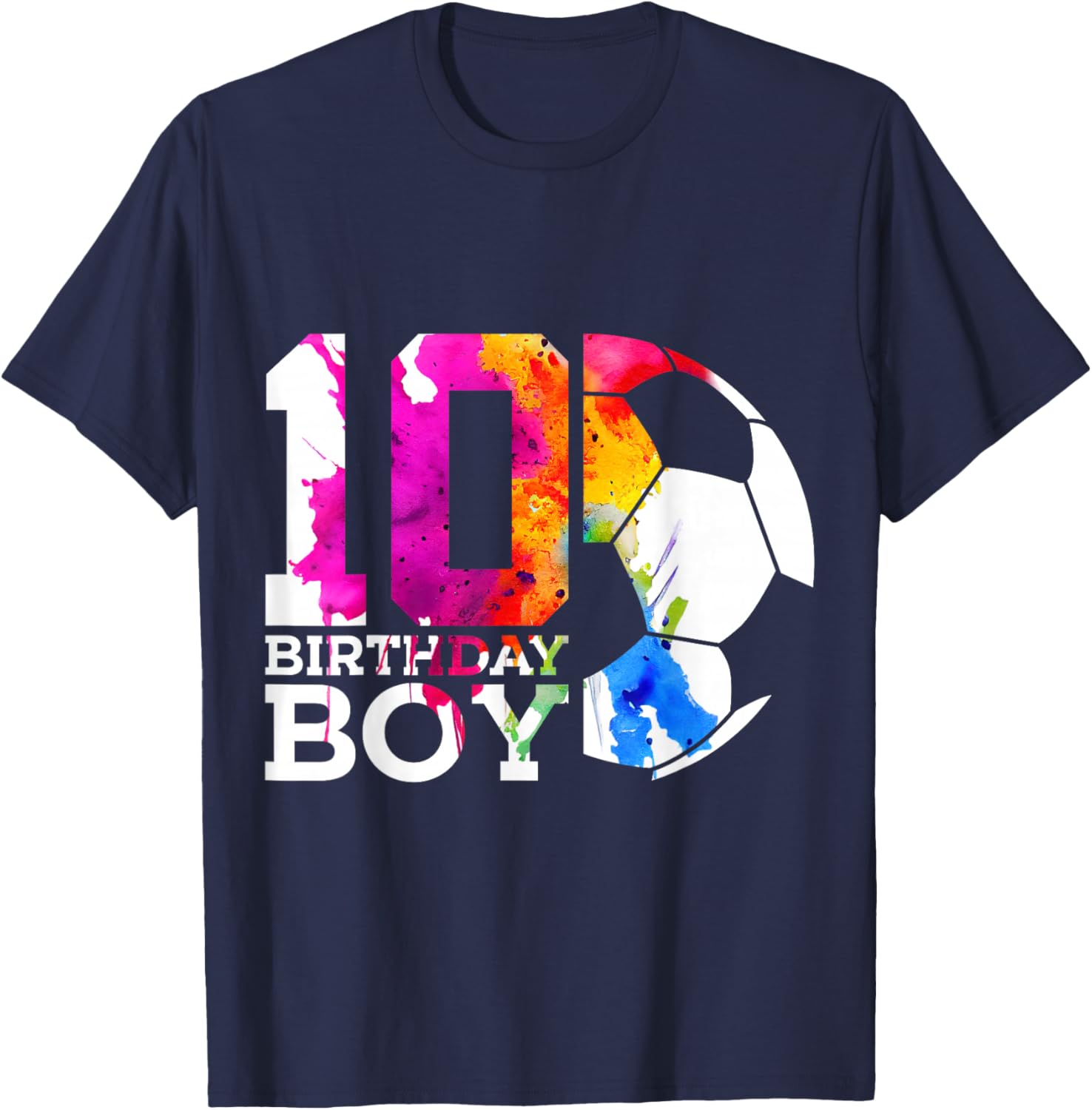 10 Birthday Boy Soccer 10th Birthday T-Shirt - T-Shirt | Navy