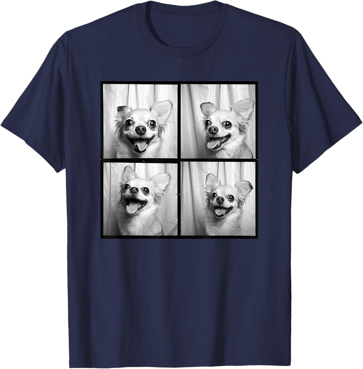 Smiling Chihuahua Face Funny Dog Photoshoot Chihuahua Mom Women Kids T-Shirt - T-Shirt | Navy