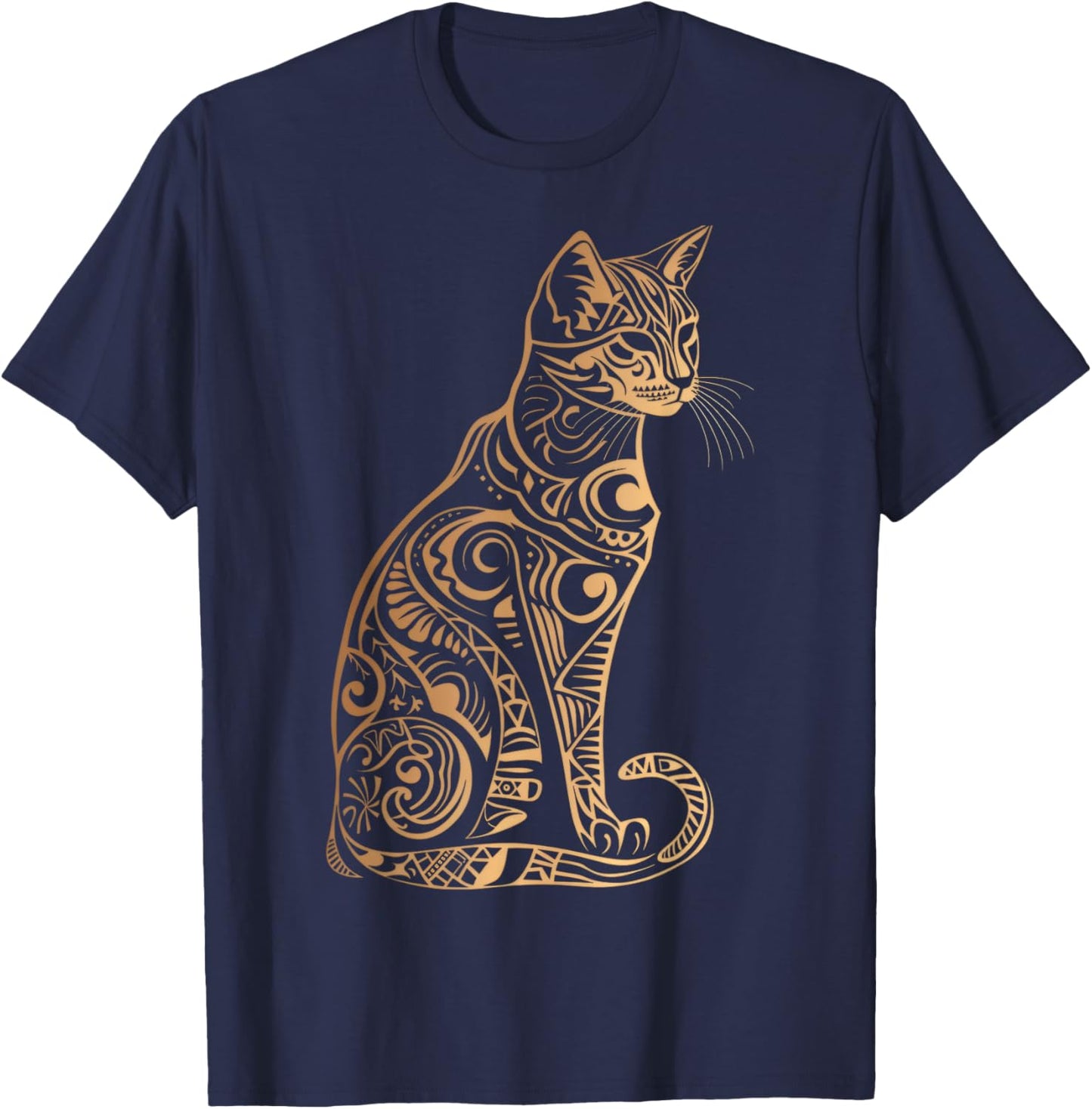 Cats Tribal Vintage Retro Graphic T-Shirt - T-Shirt | Navy