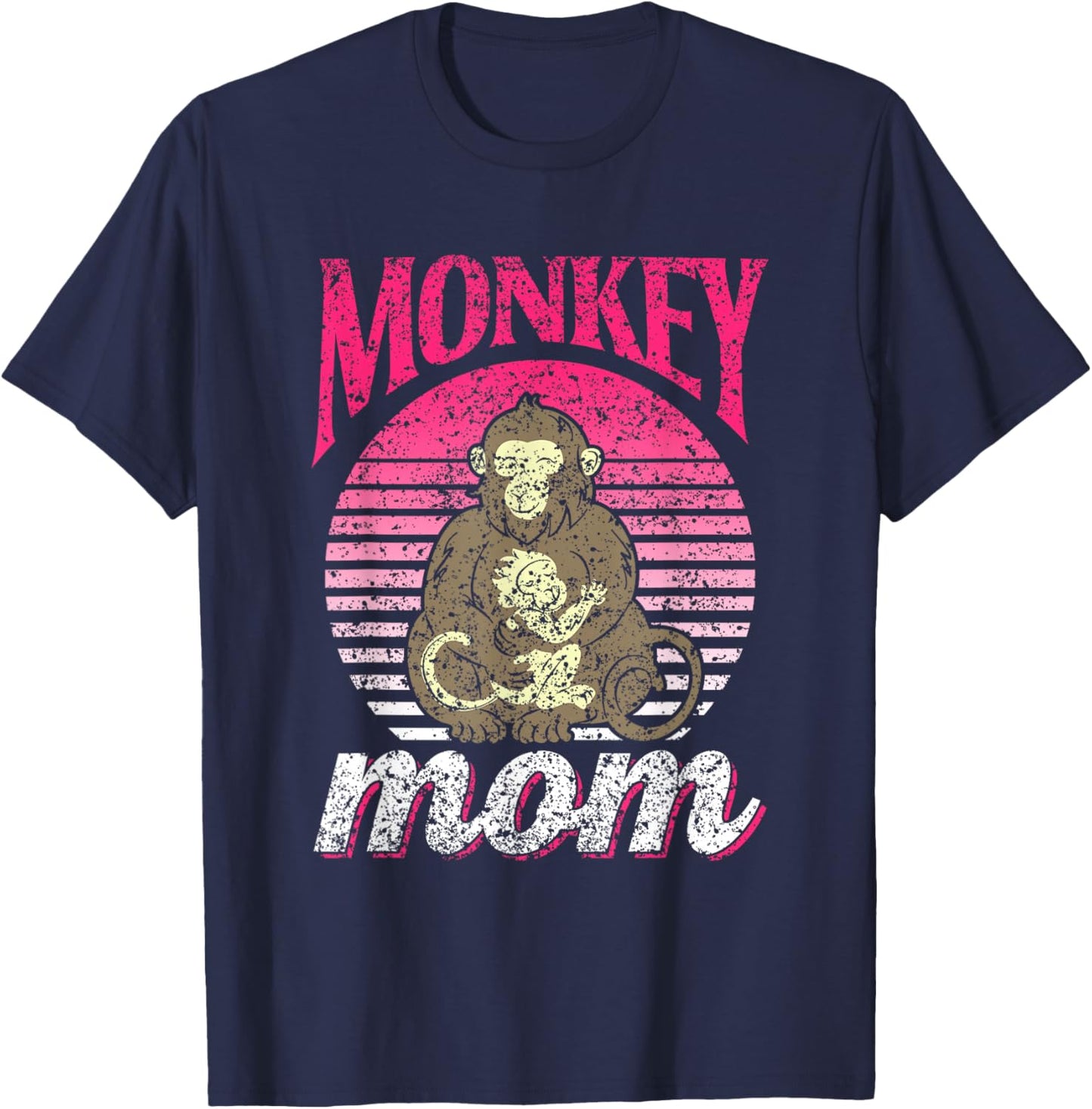 Monkey Mom Saying Monkeys Animal Lover Mother Mommy Mama T-Shirt - T-Shirt | Navy