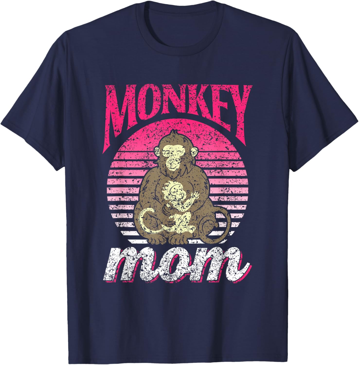 Monkey Mom Saying Monkeys Animal Lover Mother Mommy Mama T-Shirt - T-Shirt | Navy