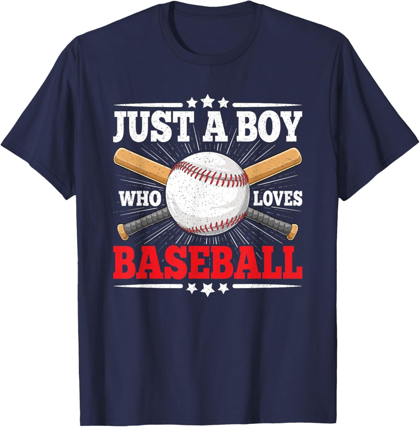 Just A Boy Who Loves Baseball Funny Baseball Player Kids T-Shirt - T-Shirt | Navy