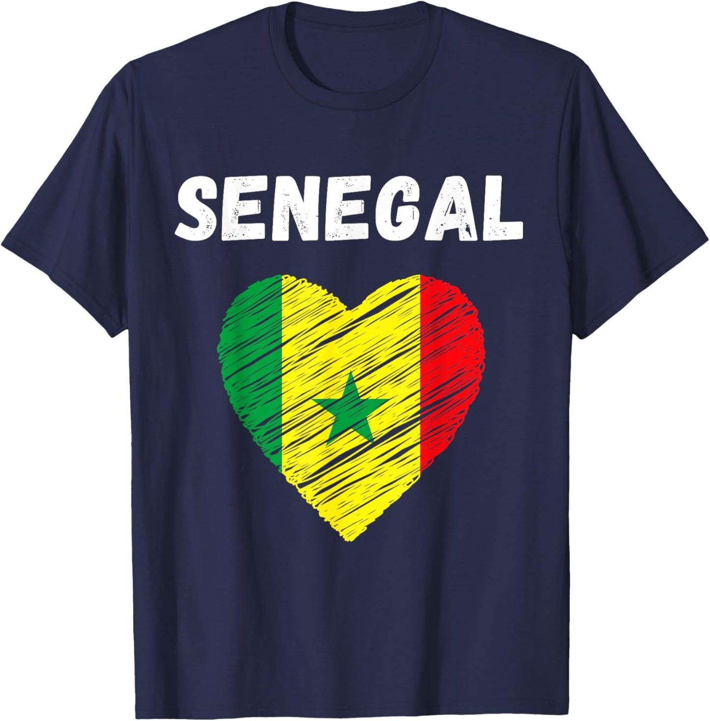 Senegal Flag Holiday Senegal Heart Senegalese Flag T-Shirt - T-Shirt | Navy