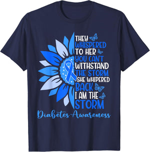 Motivation Support Squad Sunflower Blue Diabetes Awareness T-Shirt - T-Shirt | Navy