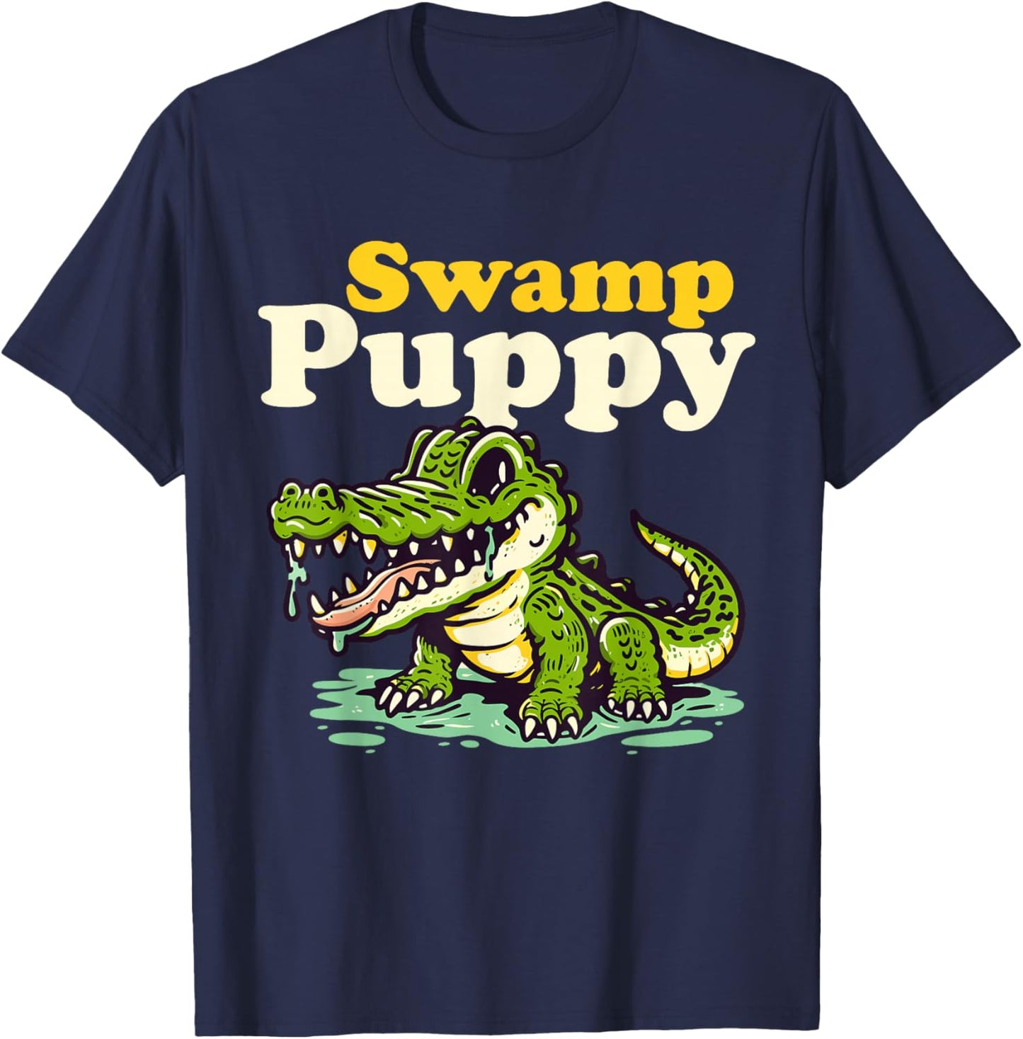 Swamp Puppy: Cute Alligator & Crocodile Lover Funny T-Shirt - T-Shirt | Navy