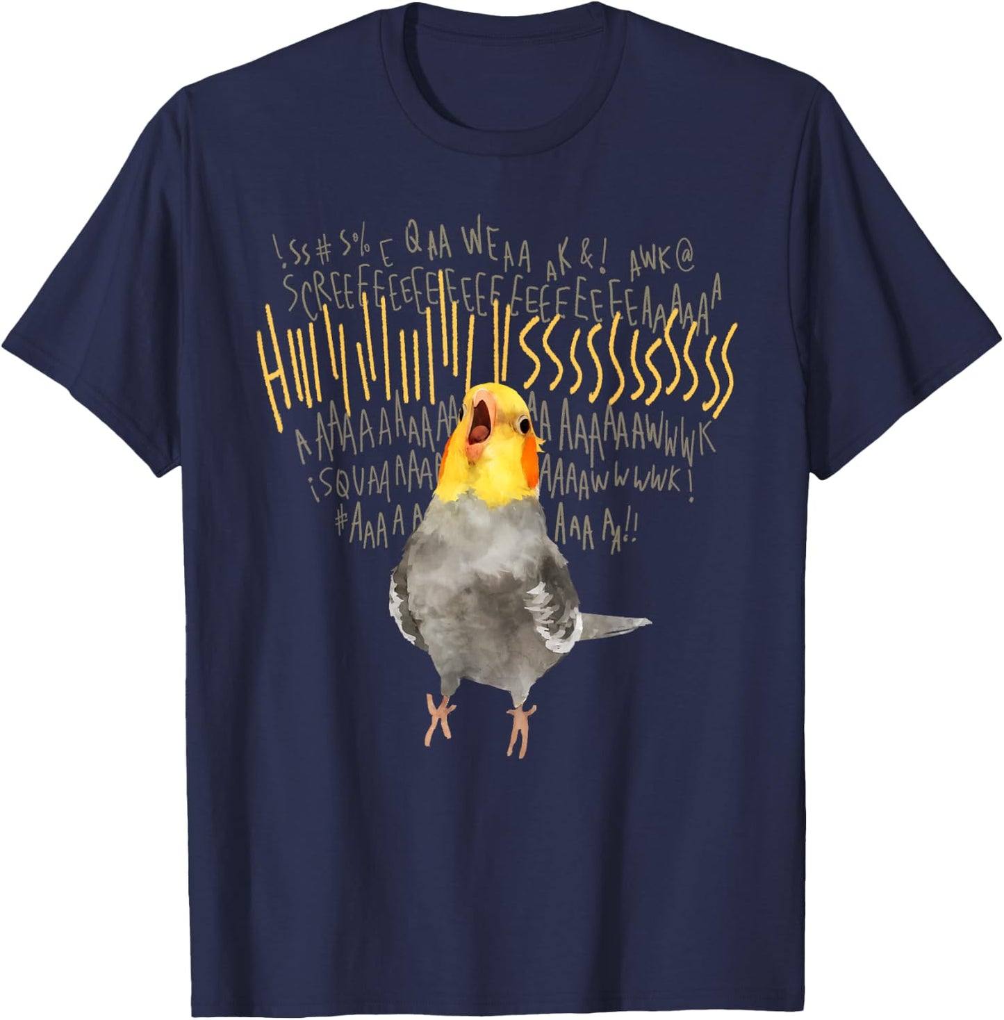 Birbber Angry Cockatiel -Adults Black Cotton 100% T-Shirt - T-Shirt | Navy