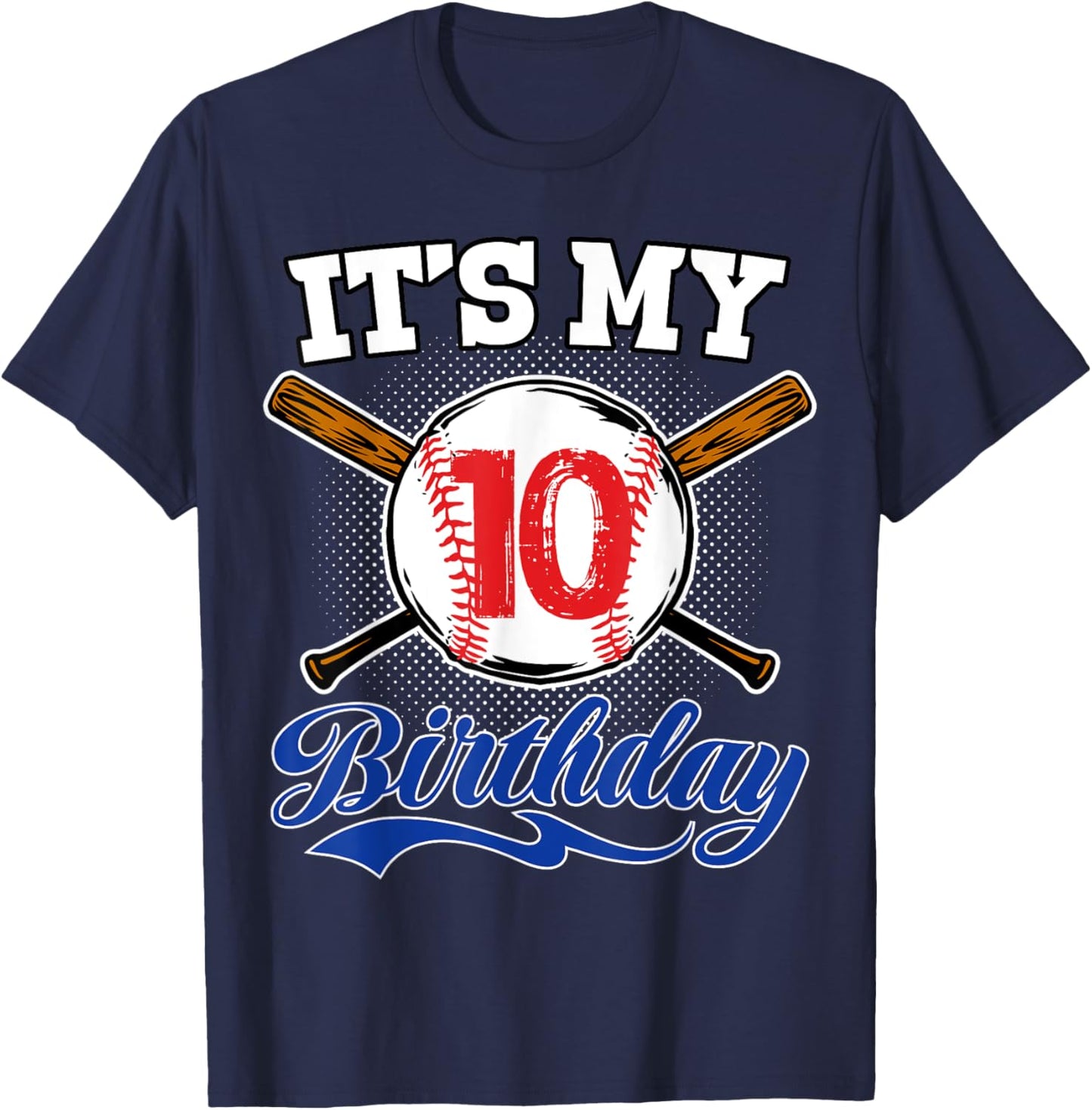 10th Birthday Baseball Player Sport 10 Year Old Cool B-Day T-Shirt - T-Shirt | Navy