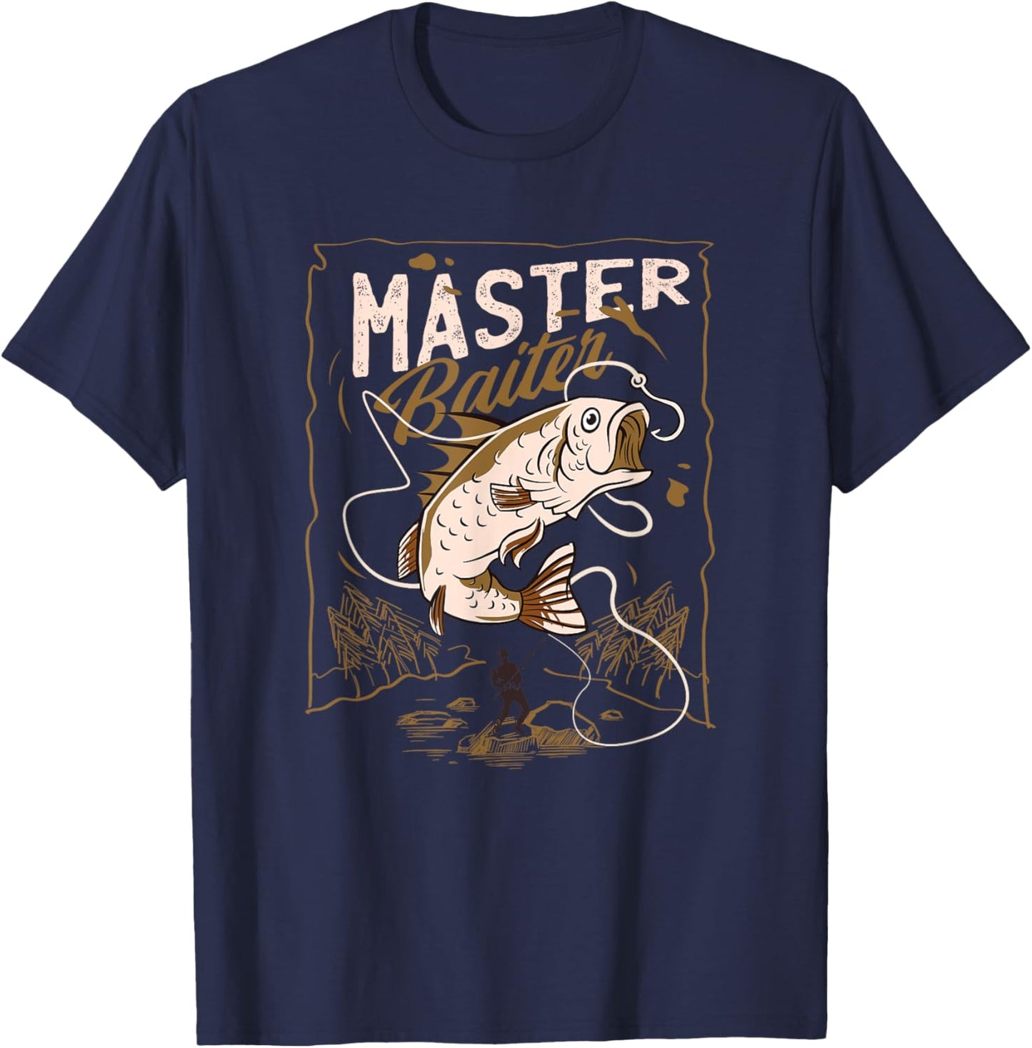 Funny Professional Master Baiter Fishermen Adult Humor T-Shirt - T-Shirt | Navy