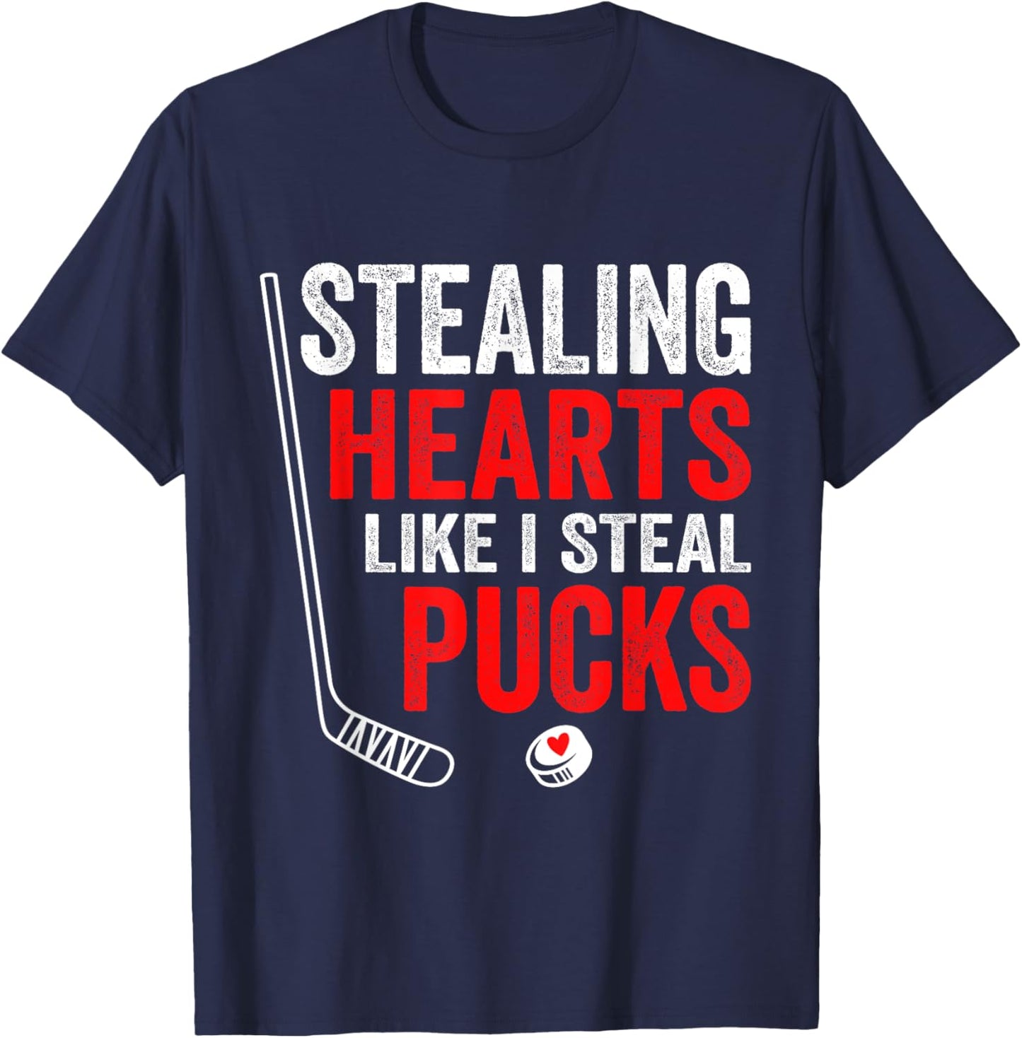 Stealing Heart Like I Steal Pucks Valentines Day Hockey kids T-Shirt - T-Shirt | Navy