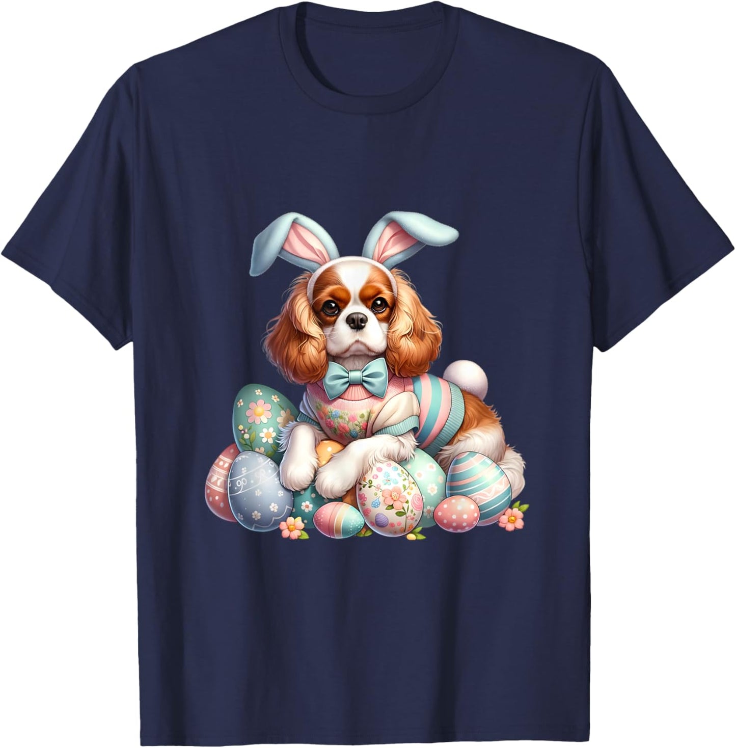 Funny Easter Day Cavalier King Charles Spaniel Bunny Costume T-Shirt - T-Shirt | Navy