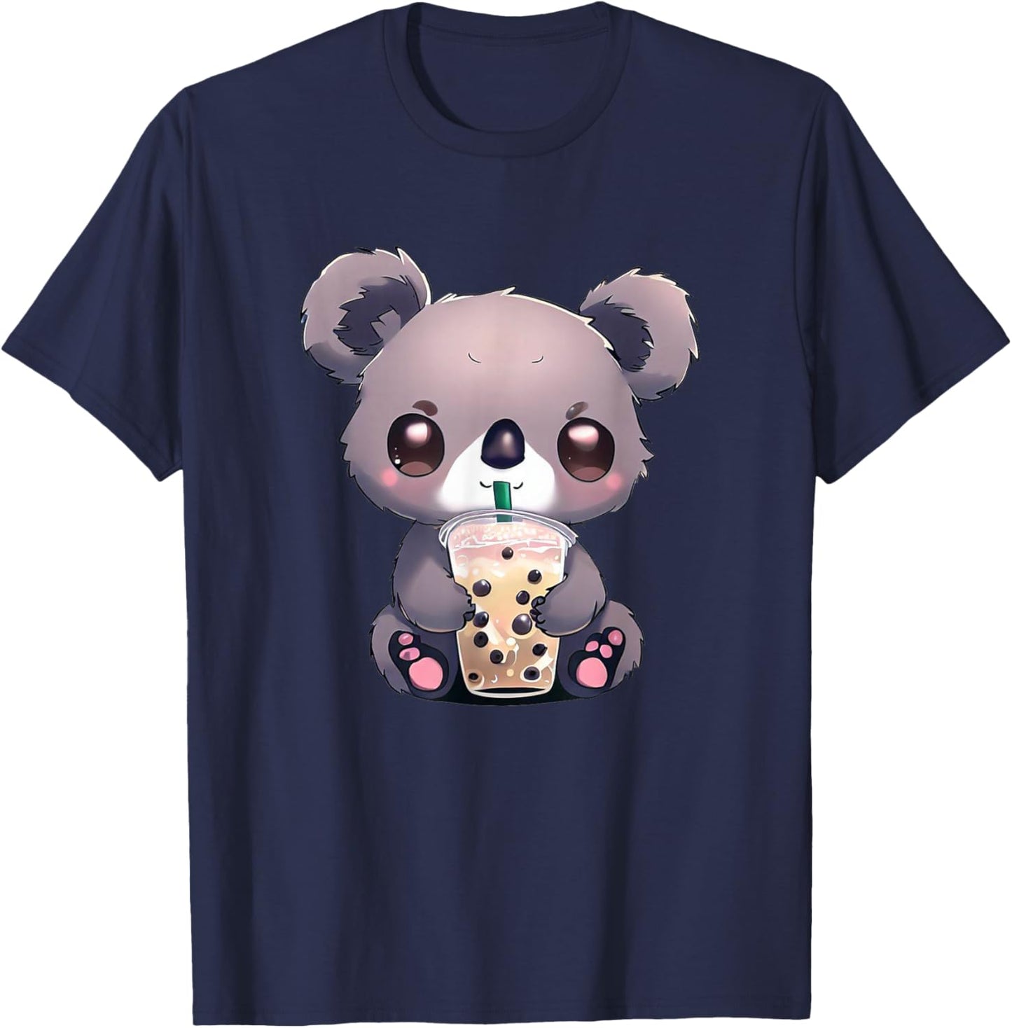 Kawaii Koala Boba Bubble Tea Cute Animal Lover Boys Girls T-Shirt - T-Shirt | Navy