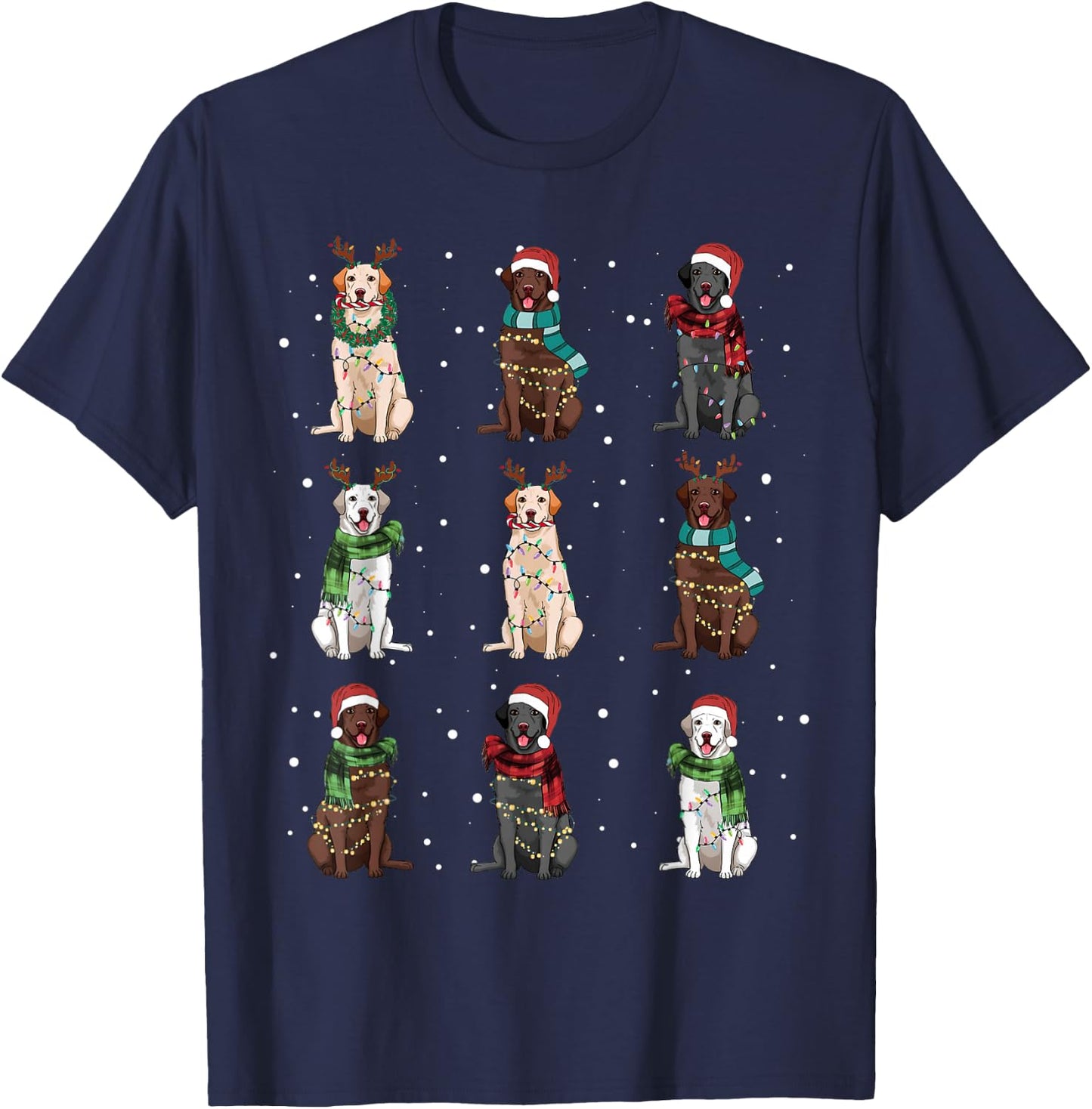 Christmas Lights Labrador Dog Lover Funny Xmas Dogs PJ Gifts T-Shirt - T-Shirt | Navy