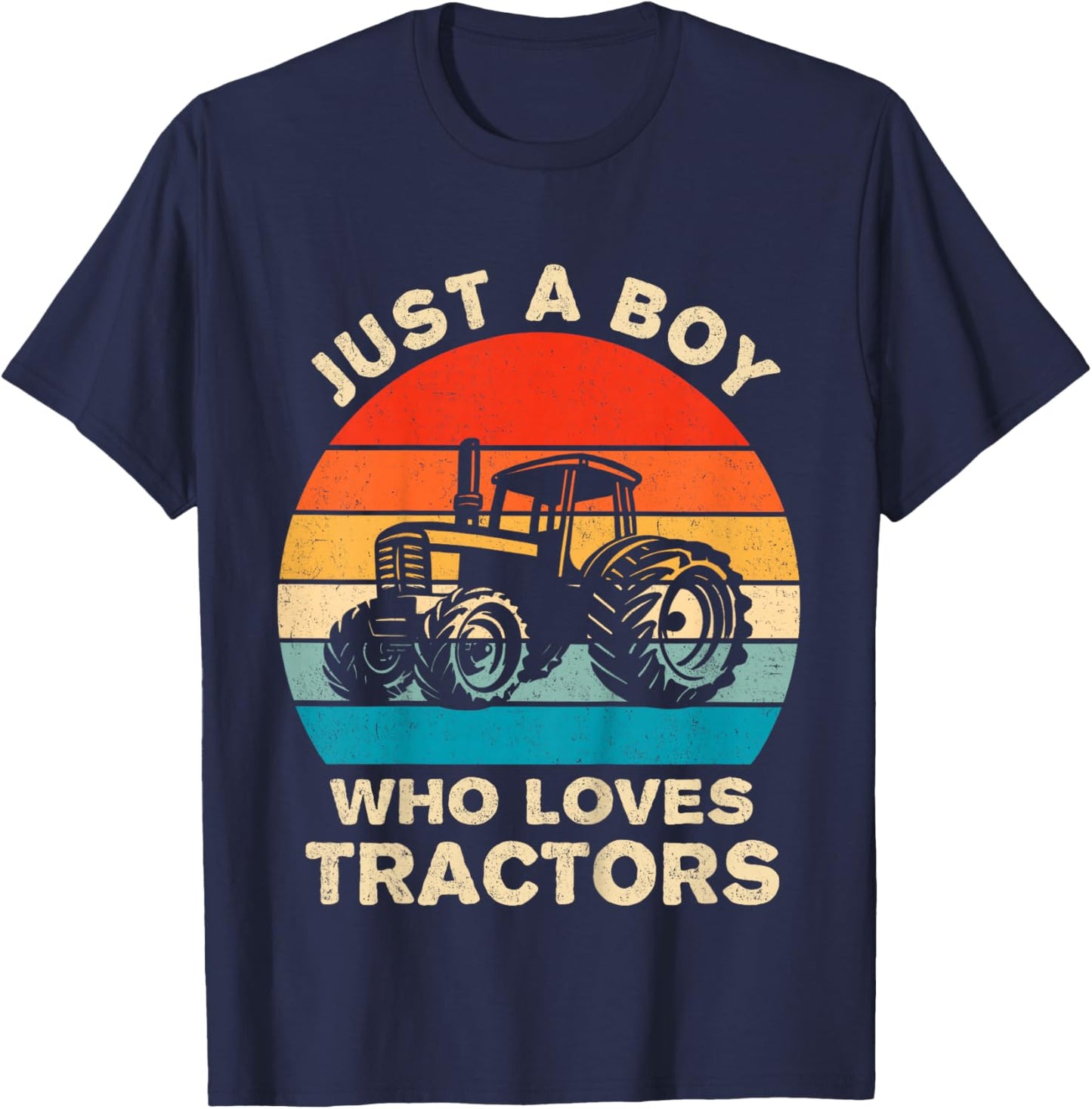 Kids Farm Lifestyle Just A Boy Who Loves Tractors Boys T-Shirt - T-Shirt | Navy
