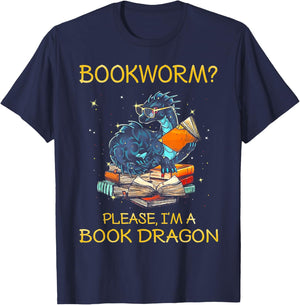 Bookworm Please I'm A Book Dragon T-Shirt - T-Shirt | Navy