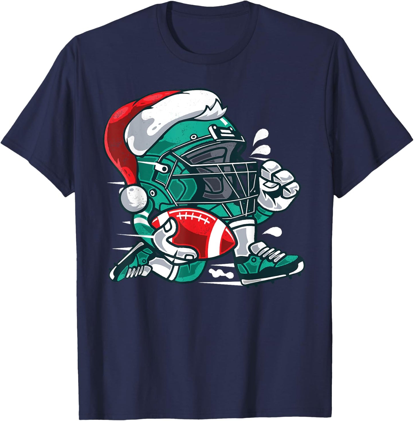 Football Christmas Santa Shirt for Boys and Girls T-Shirt - T-Shirt | Navy