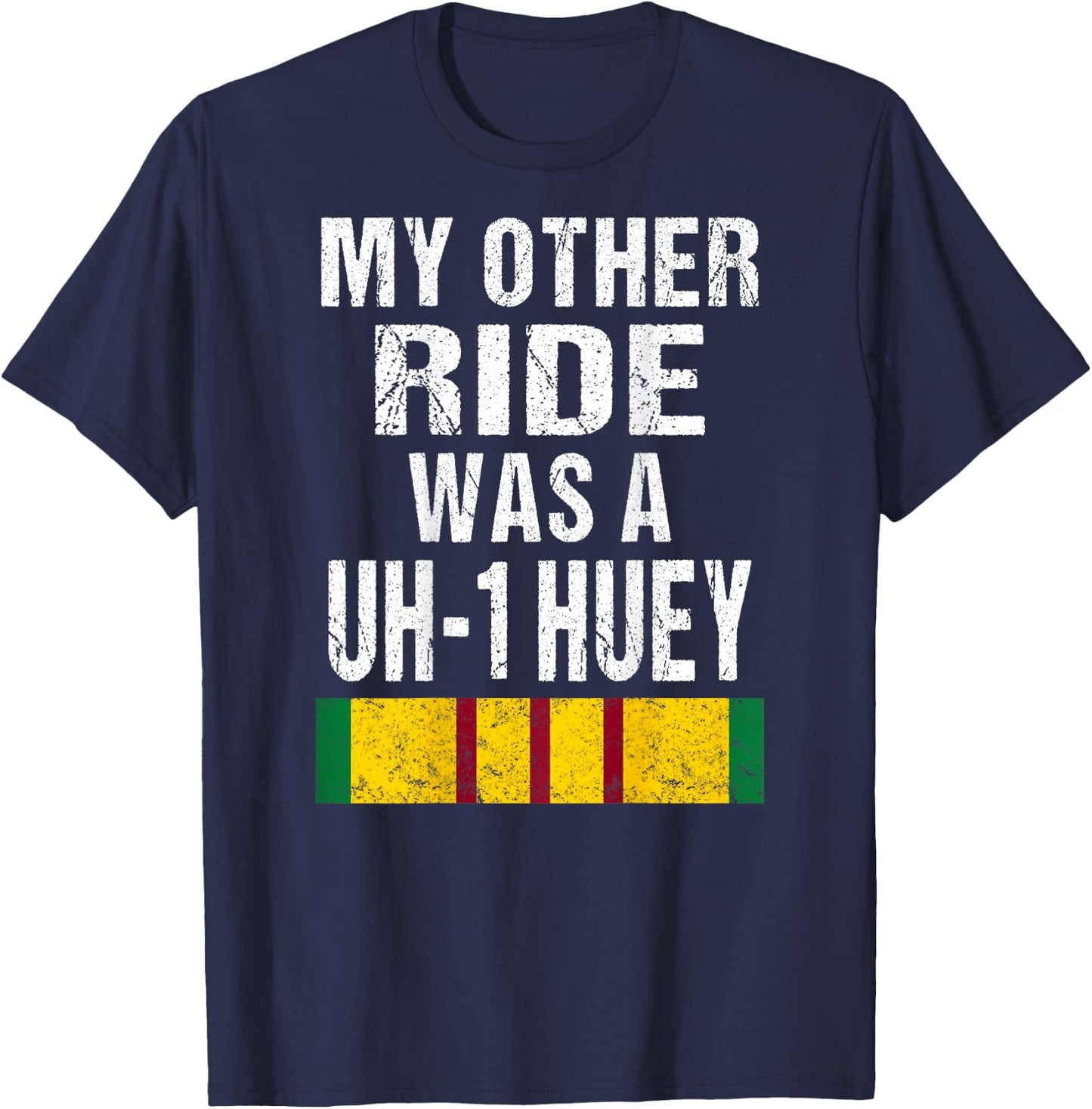 (Print on Back ) Vietnam Veteran Biker UH-1 Huey Helicopter T-Shirt - T-Shirt | Navy