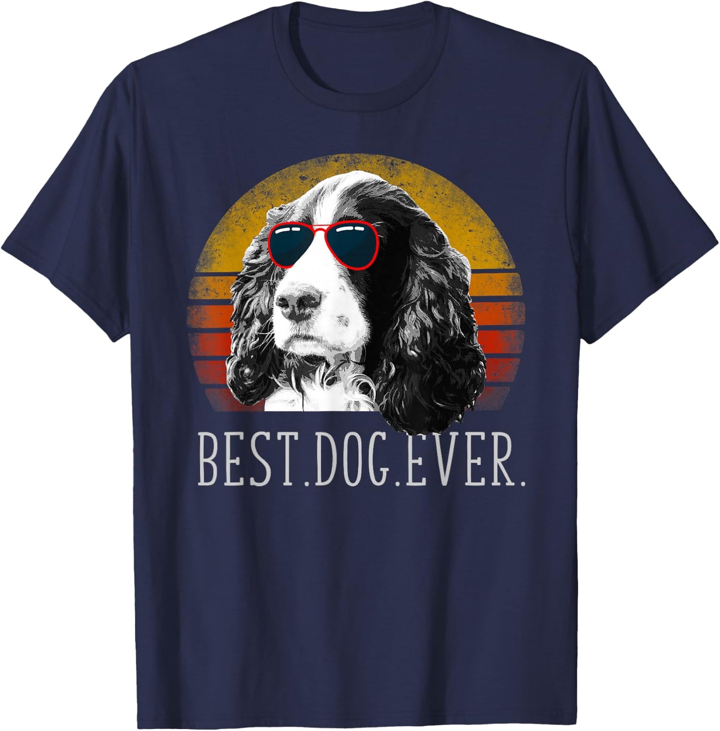 English Springer Spaniel Shirt Retro Best Dog Lover Ever T-Shirt - T-Shirt | Navy