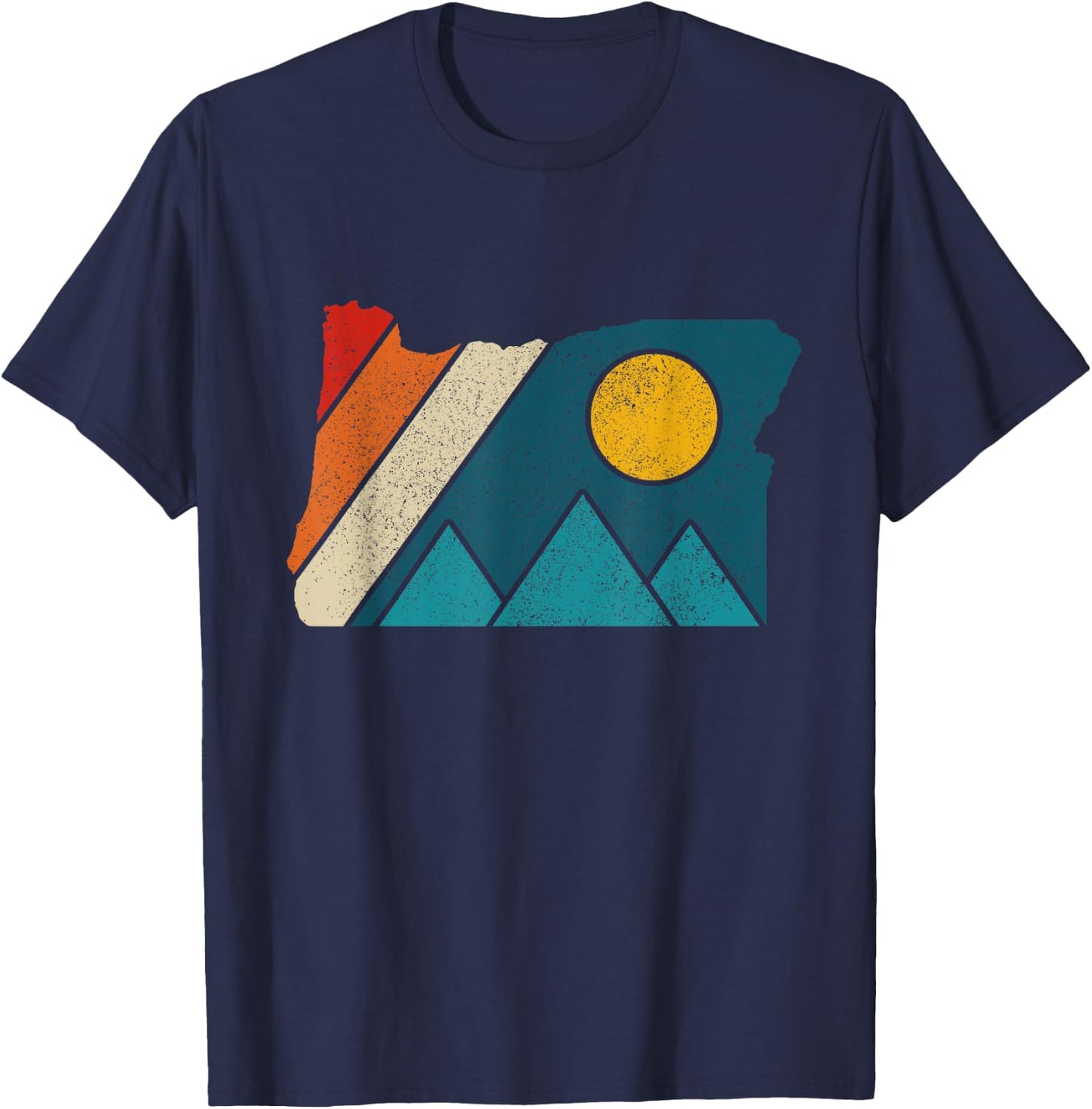 Oregon Vintage State Map Mountains Hiking Nature Pride Gift T-Shirt - T-Shirt | Navy