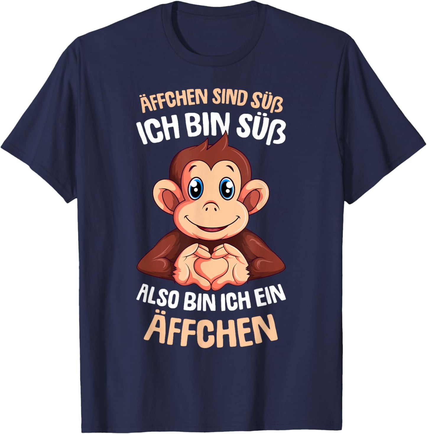 Äffchen sind süß Mädchen Kinder Damen Affe T-Shirt - T-Shirt | Navy