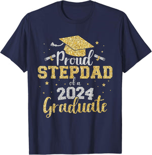 Proud stepdad of a class of 2024 graduate senior graduation T-Shirt - T-Shirt | Navy