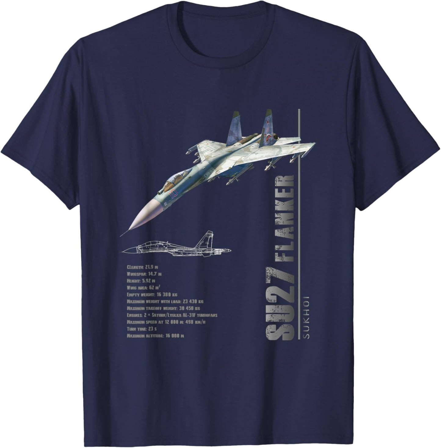 SU-27 Flanker Jet Fighters-Spec T-Shirt - T-Shirt | Navy