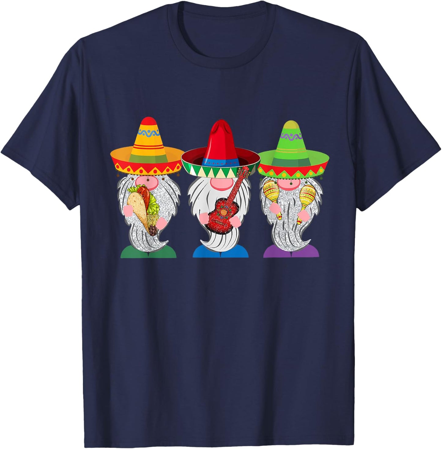 Cinco De Mayo Gnome Tacos Mexican Gift Men Women Kids T-Shirt - T-Shirt | Navy