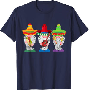 Cinco De Mayo Gnome Tacos Mexican Gift Men Women Kids T-Shirt - T-Shirt | Navy
