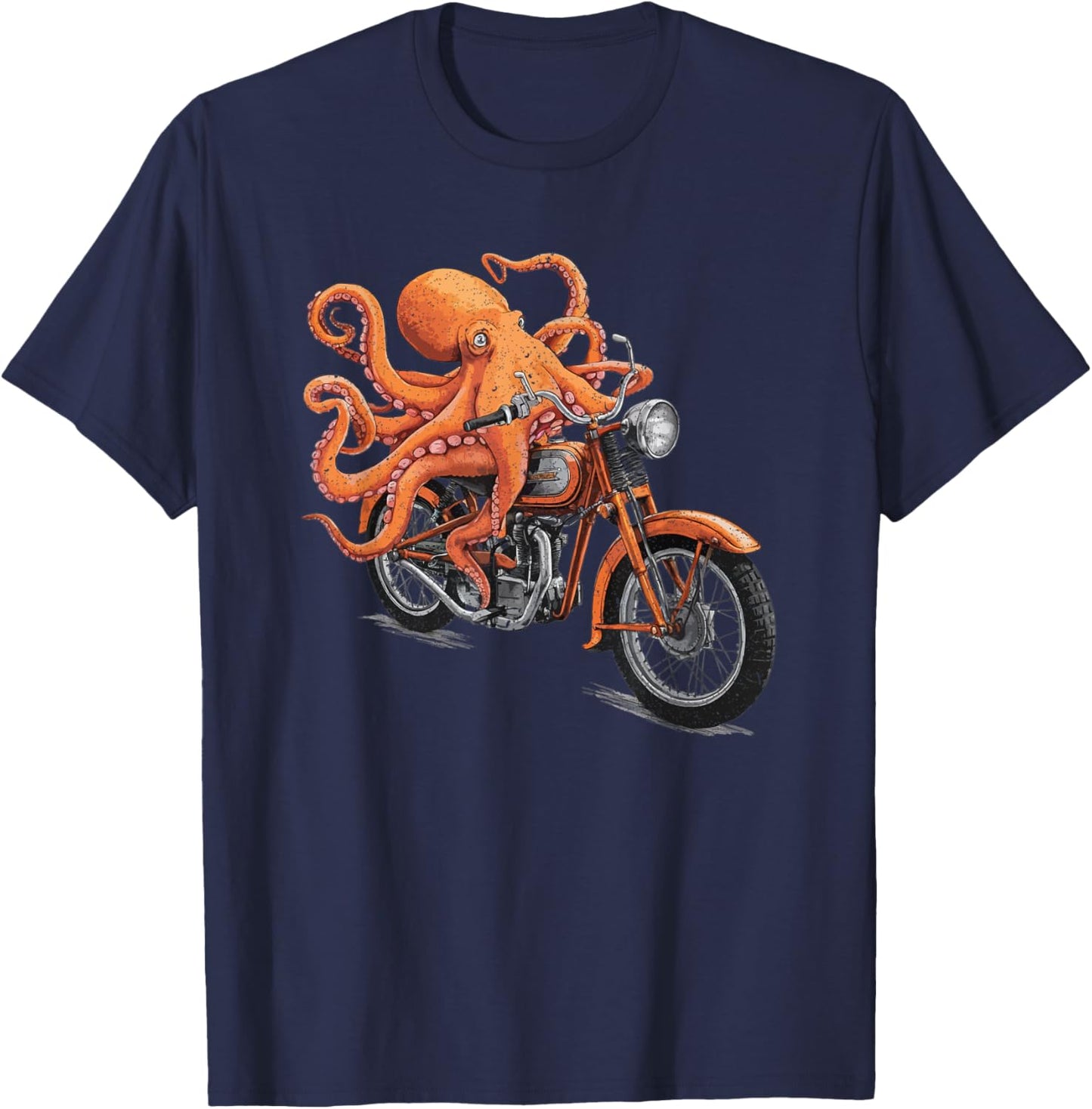 Octopus Riding vinage Biker Motorcycle T-Shirt - T-Shirt | Navy