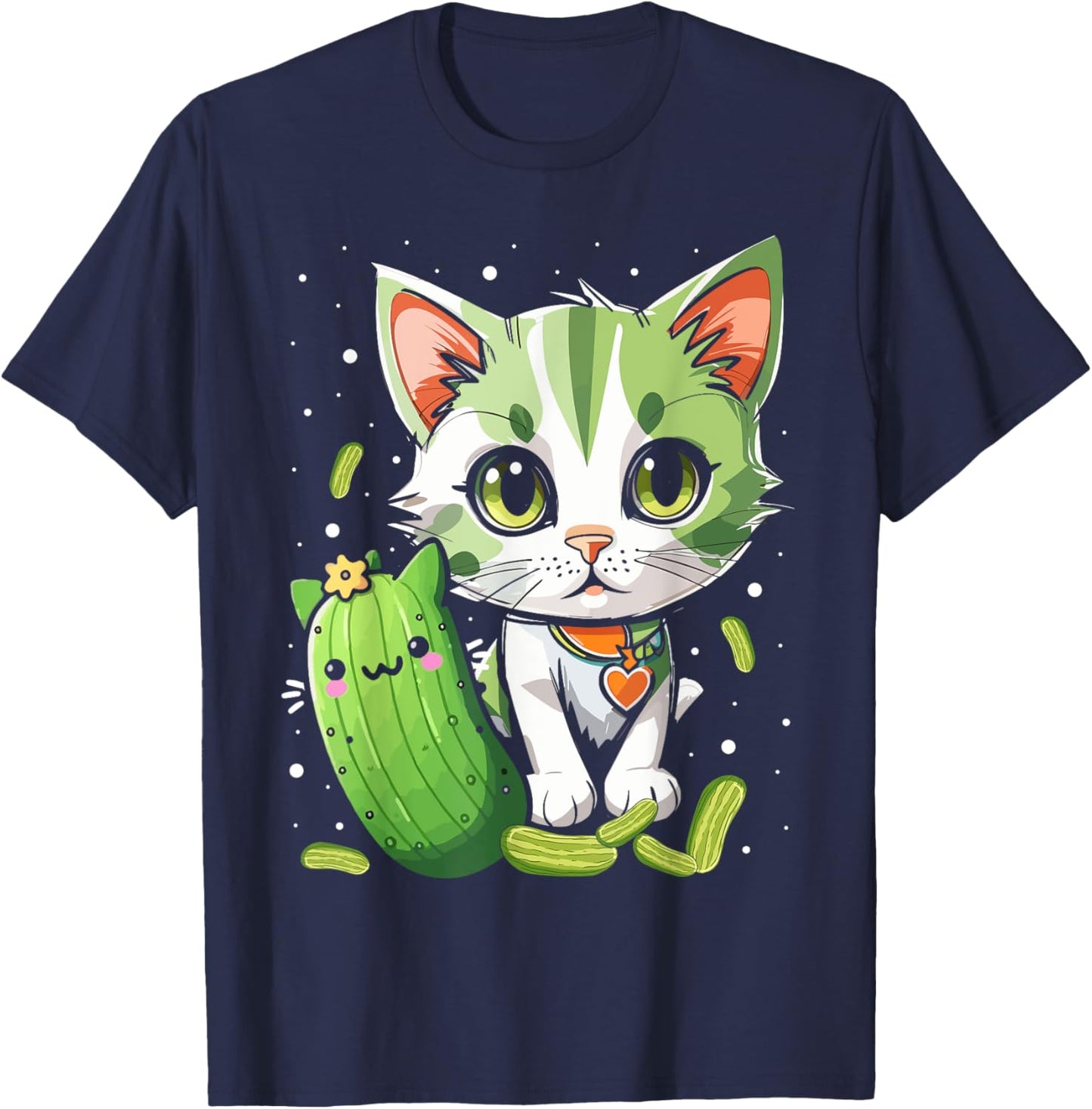 Funny Kittens vs Gherkin Pickle Cat Mom Lady T-Shirt - T-Shirt | Navy