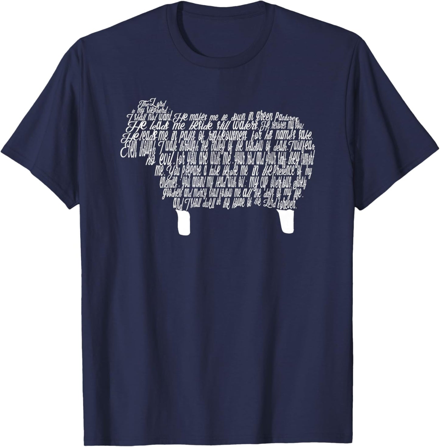 Psalm 23 Bible Scripture Lamb T-Shirt - T-Shirt | Navy
