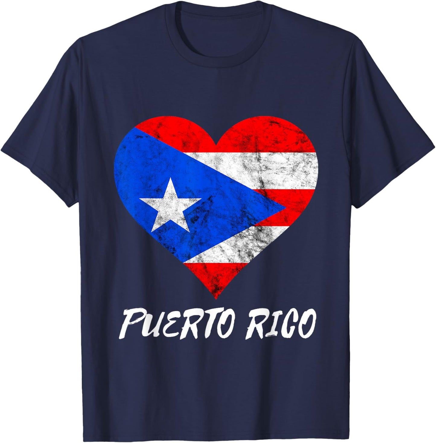 Puerto Rican Heart Perto Rico Flag Boricua Puertorro T-Shirt - T-Shirt | Navy