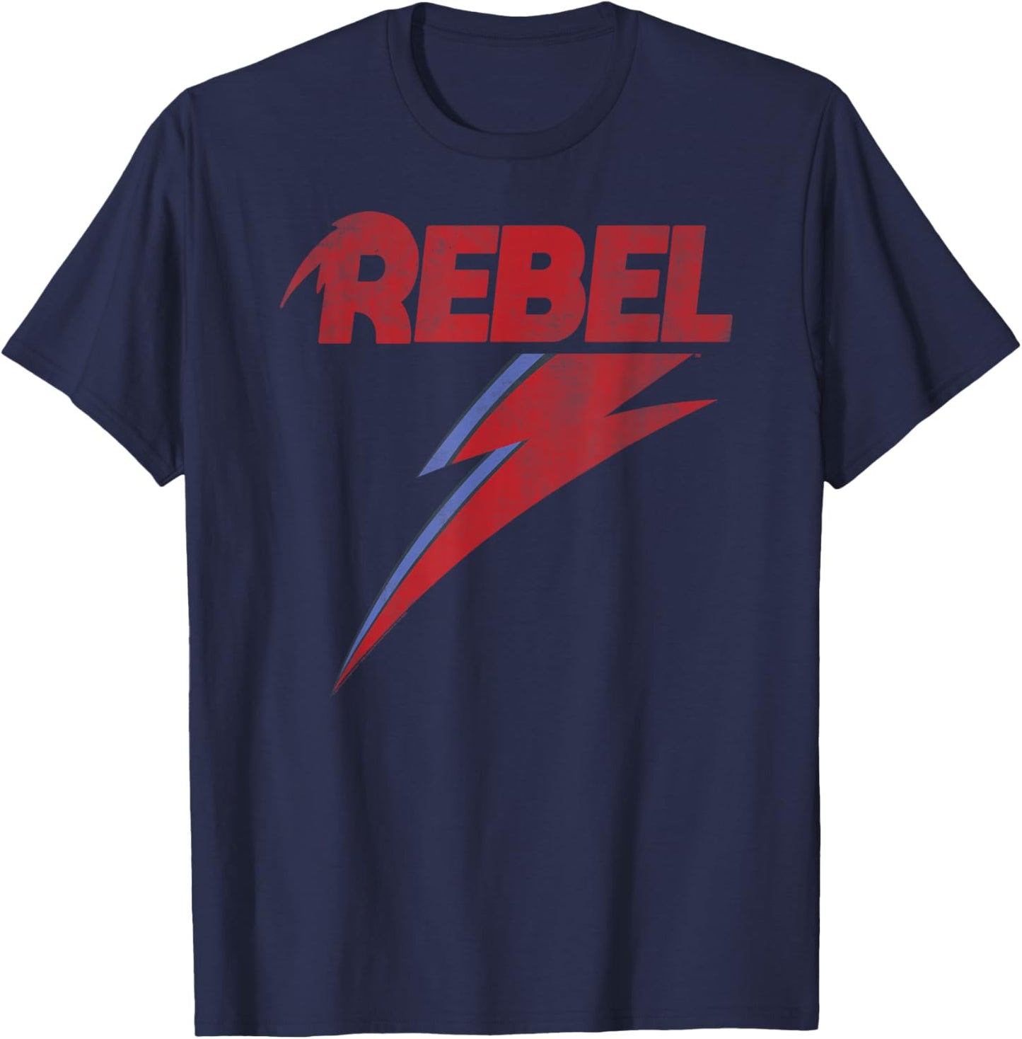 Official David Bowie Distressed Rebel Music T-Shirt - T-Shirt | Navy