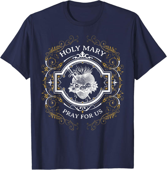 Holy Mary Immaculate Heart Blessed Mother Catholic Vintage T-Shirt - T-Shirt | Navy