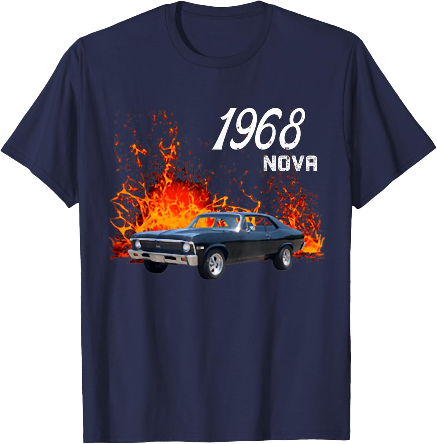 1968 68 Chevys Nova 2 Classic Car Old School Muscle Car T-Shirt - T-Shirt | Navy