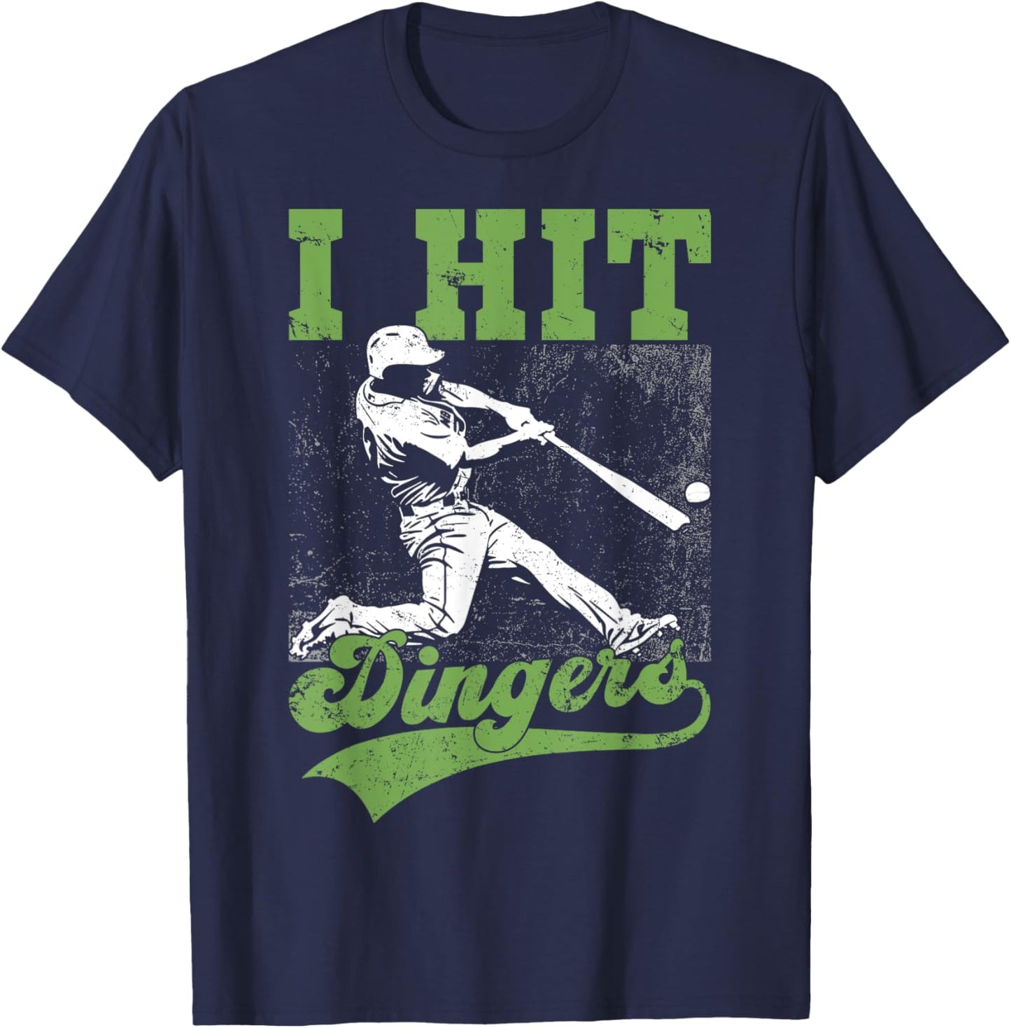 I Hit Dingers Gifts For A Baseball Fan Shirt Funny Gift T-Shirt - T-Shirt | Navy