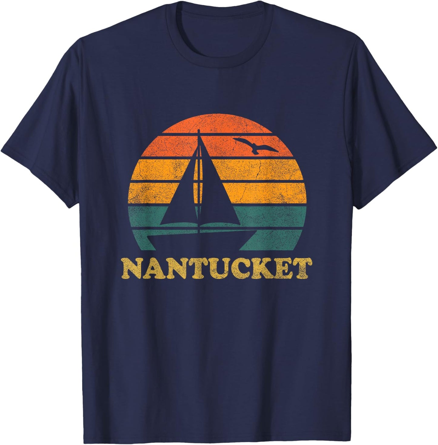 Nantucket Sailboat Sunset Nantucket T-Shirt - T-Shirt | Navy