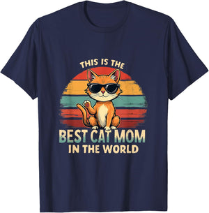 Custom Cat Parent Mom Paws T-Shirt - T-Shirt | Navy