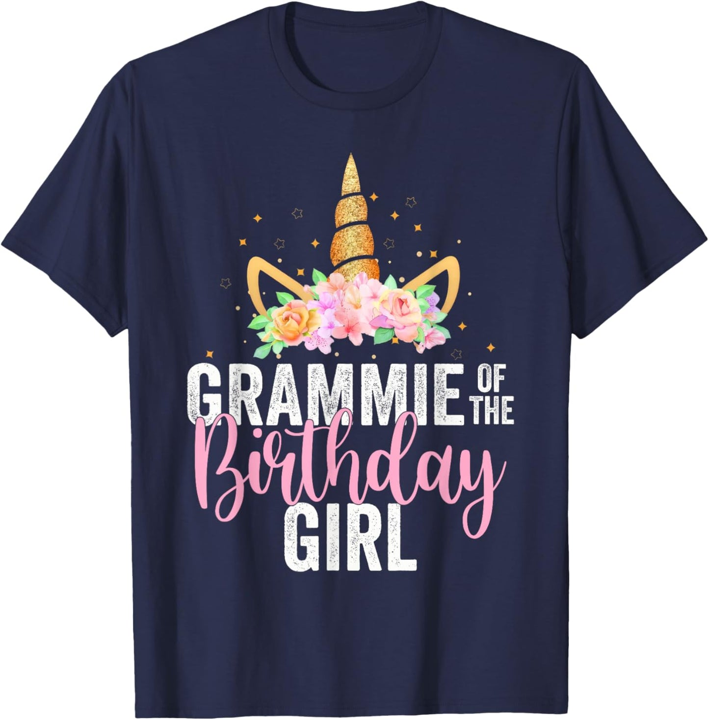 Grammie Of The Birthday Girl Unicorn Girls Family Matching T-Shirt - T-Shirt | Navy