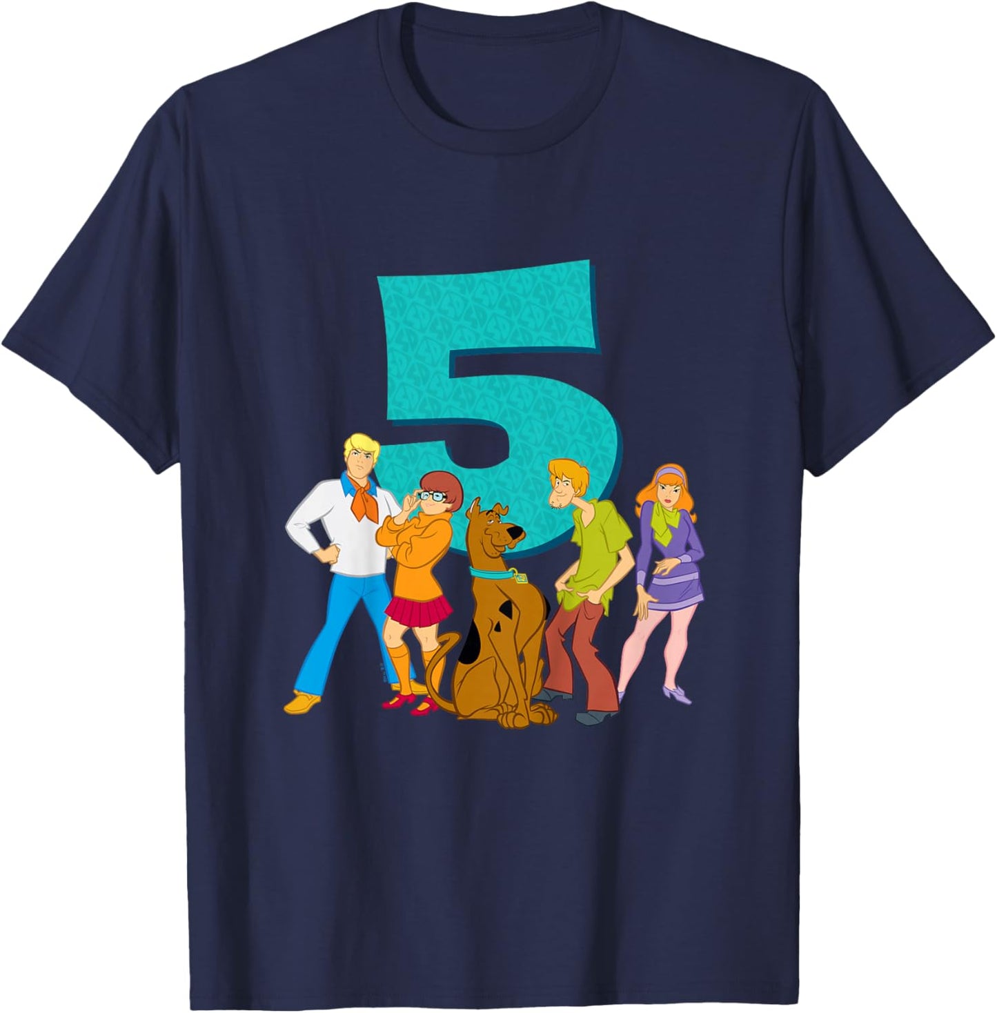 Kids Scooby-Doo 5th Birthday This Meddling Kid is 5 T-Shirt - T-Shirt | Navy