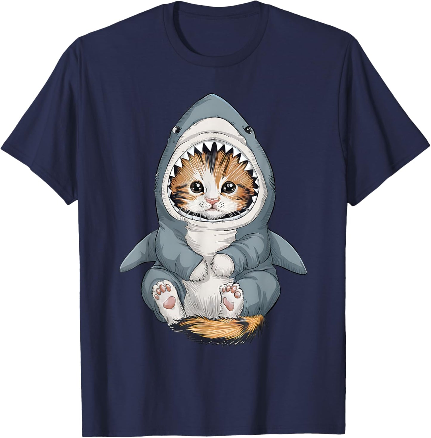 Cute Kitten in a Shark Costume Kitty My Cat is a Shark T-Shirt - T-Shirt | Navy