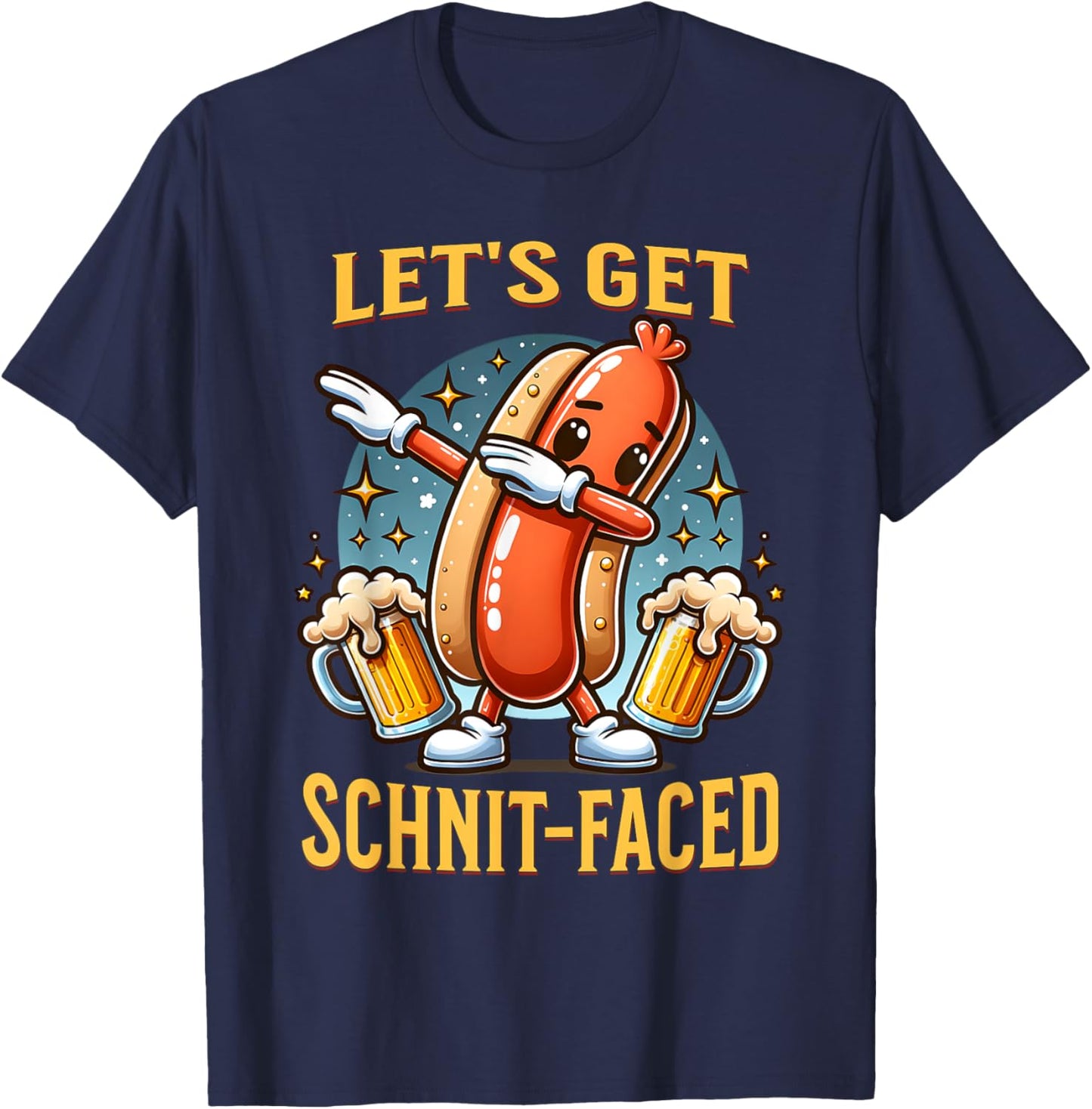 Let's Get Schnit-faced German Dabbing Sausage Oktoberfest T-Shirt - T-Shirt | Navy
